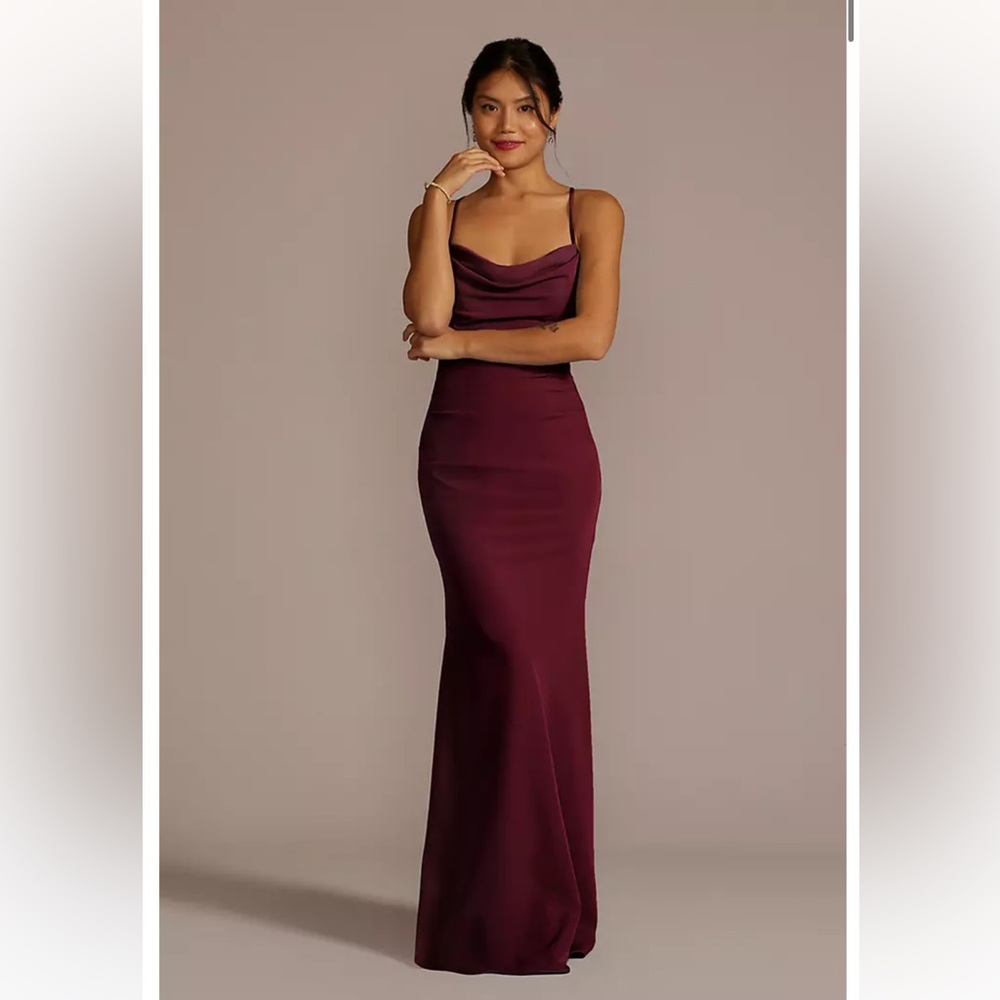 Anthropology Burgundy Fall Bridesmaid Wedding Guest Cowl Neck Maxi Dress